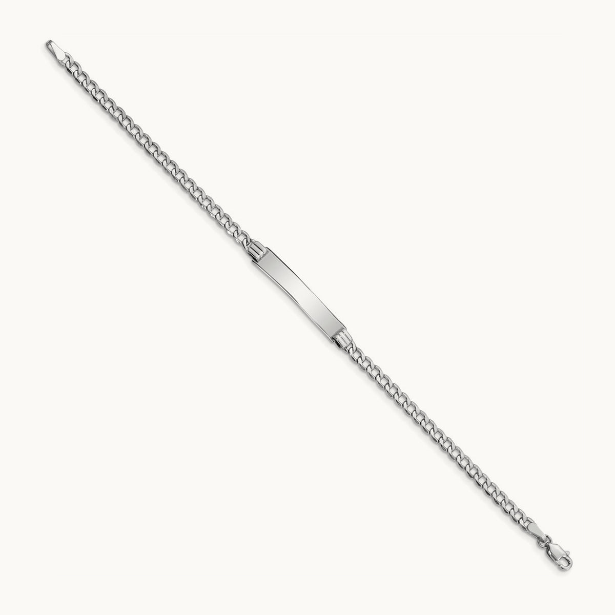WG Polished Semi-Solid Cuban Link ID Bracelet, 14K