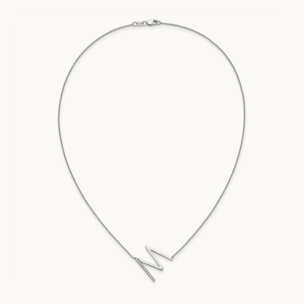 Sideways Diamond Necklace — 14K White Gold, M