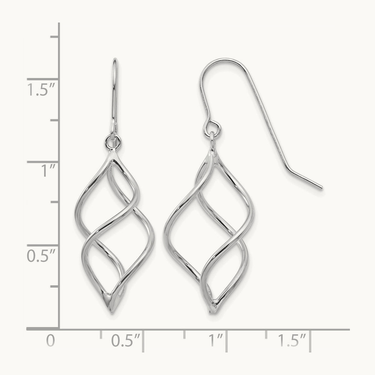 Polished Short Twisted Dangle Earrings — 14K White Gold