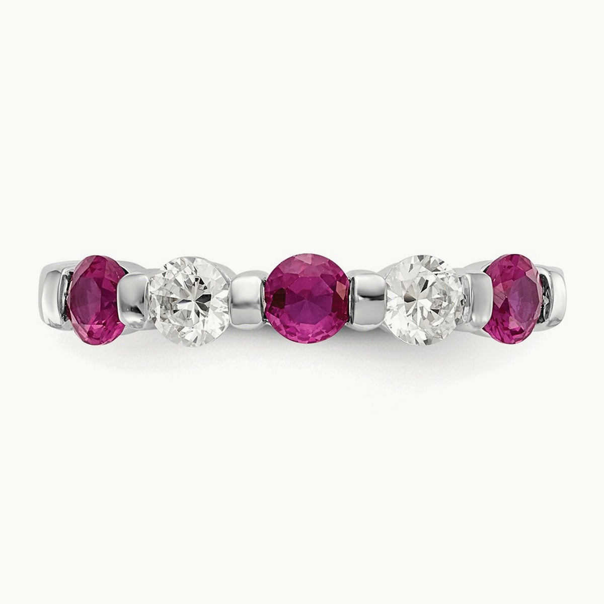 Diamond w/Ruby Band, 14K White Gold