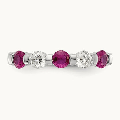 Diamond w/Ruby Band, 14K White Gold
