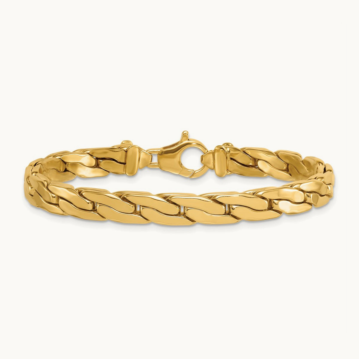 Polished Fancy Link Bracelet, 14K