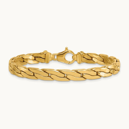 Polished Fancy Link Bracelet, 14K