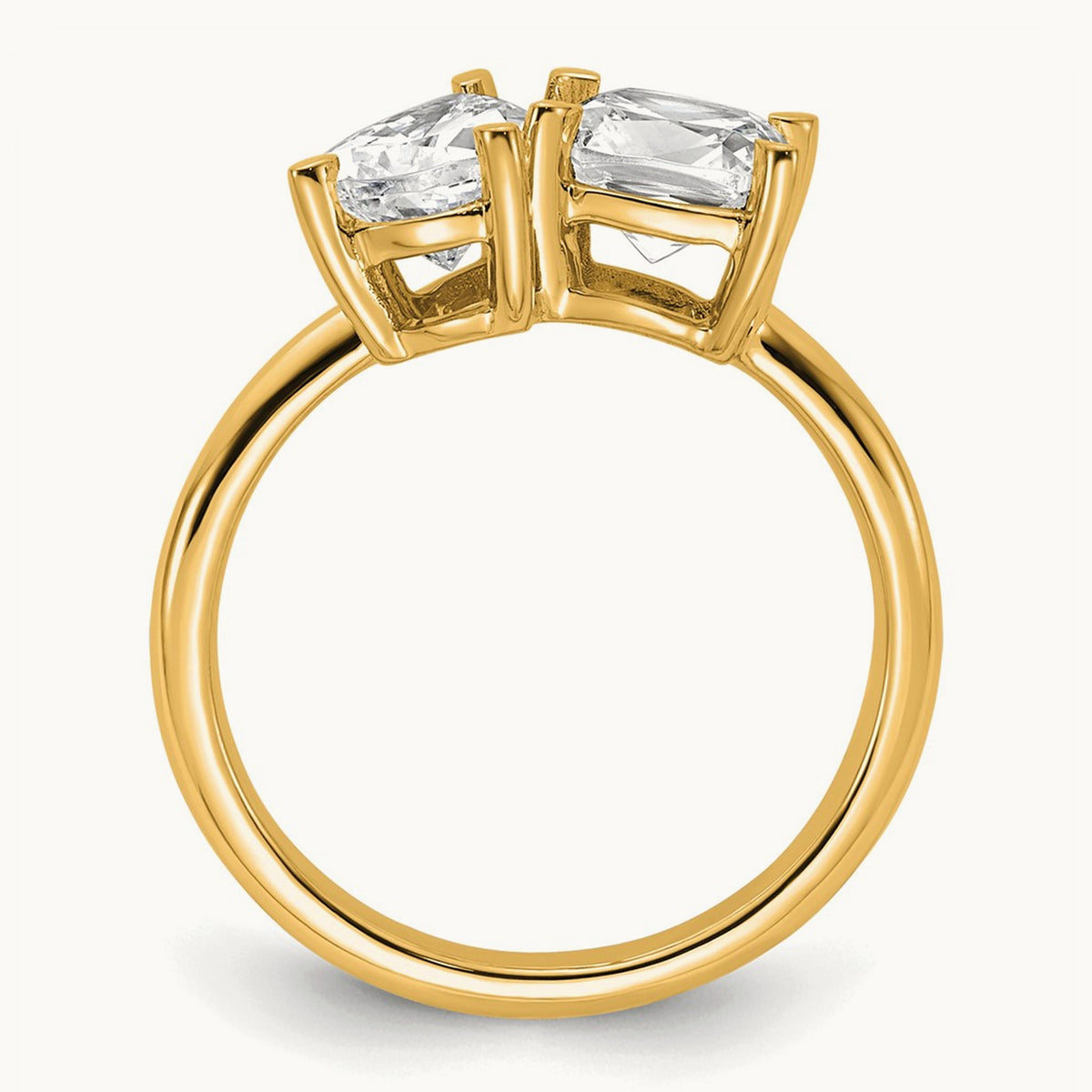 Cushion & Pear 2 Stone Engagement Ring, 2.00 ct tw Lab-Grown Diamond — 14K Yellow Gold