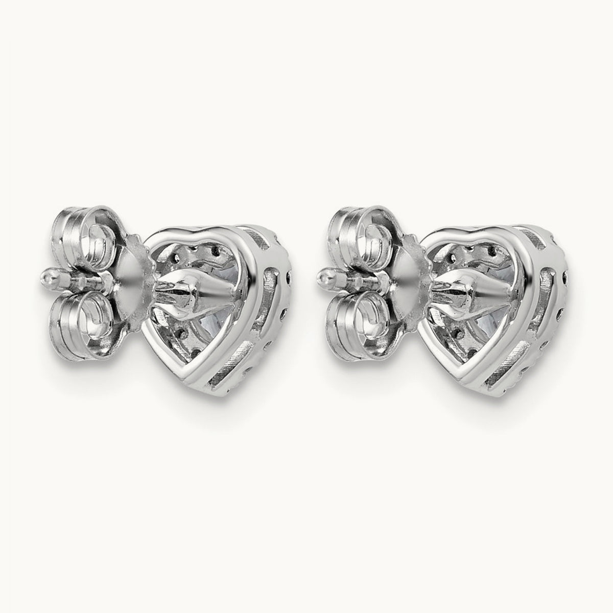 Heart Halo Post Earrings, 0.50-7.25 ct tw Lab-Grown Diamond — 5/8 ct, VS/SI (Great) · Certified, 14K White Gold