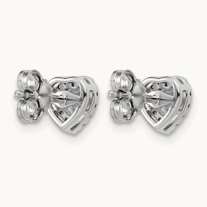 Heart Halo Post Earrings, 0.50-7.25 ct tw Lab-Grown Diamond — 5/8 ct, VS/SI (Great) · Certified, 14K White Gold