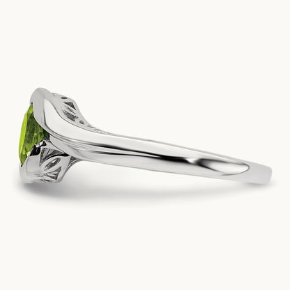 Peridot Bypass Ring, 14K White Gold
