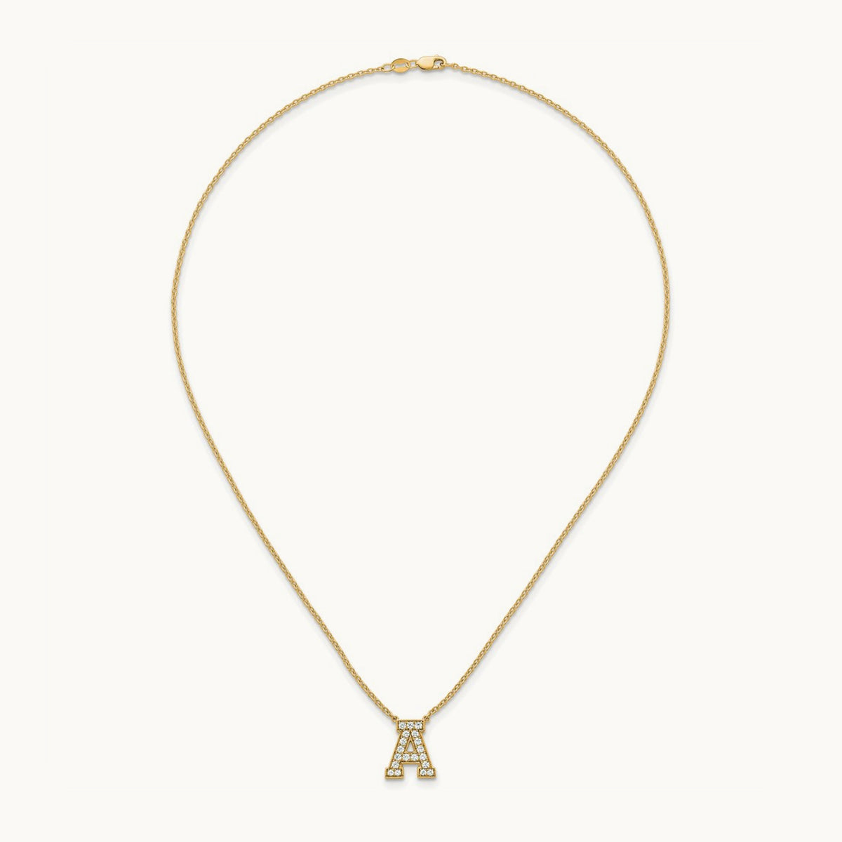 Initial Necklace — 14K Yellow Gold, A, 1/2 ct