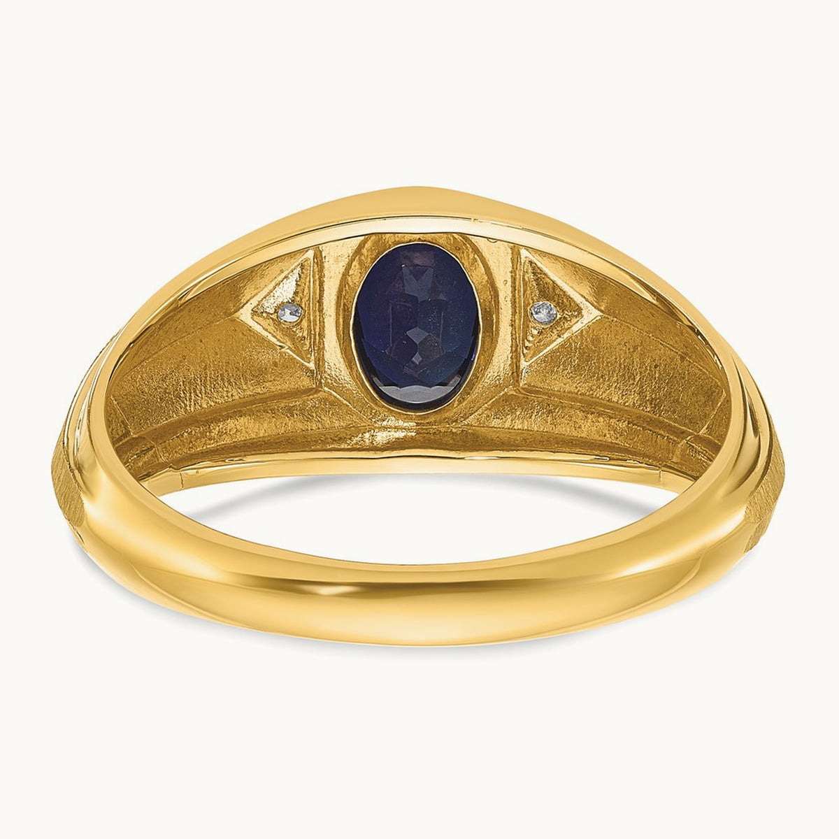 IBGoodman Men's Cr.Sapphire and Diamond Satin Complete Ring, 14K