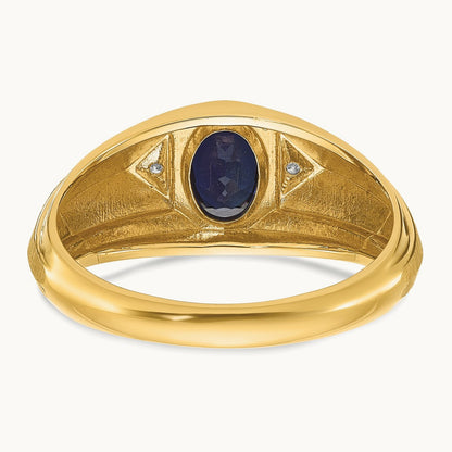 IBGoodman Men's Cr.Sapphire and Diamond Satin Complete Ring, 14K