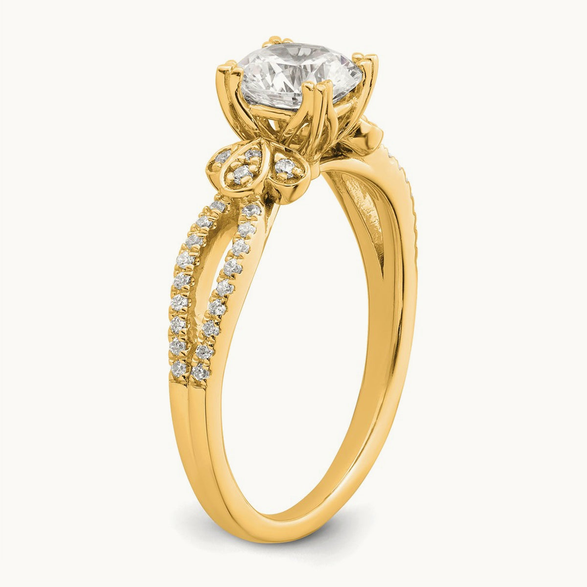 1ct Round Split Shank Semi-Mount Eng. Dia Ring, 14K Gold