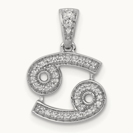 Diamond Cancer Zodiac Pendant, 14K White Gold