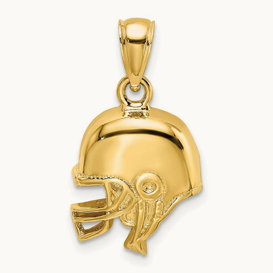 Polished Open-Backed Football Helmet Charm, 14K