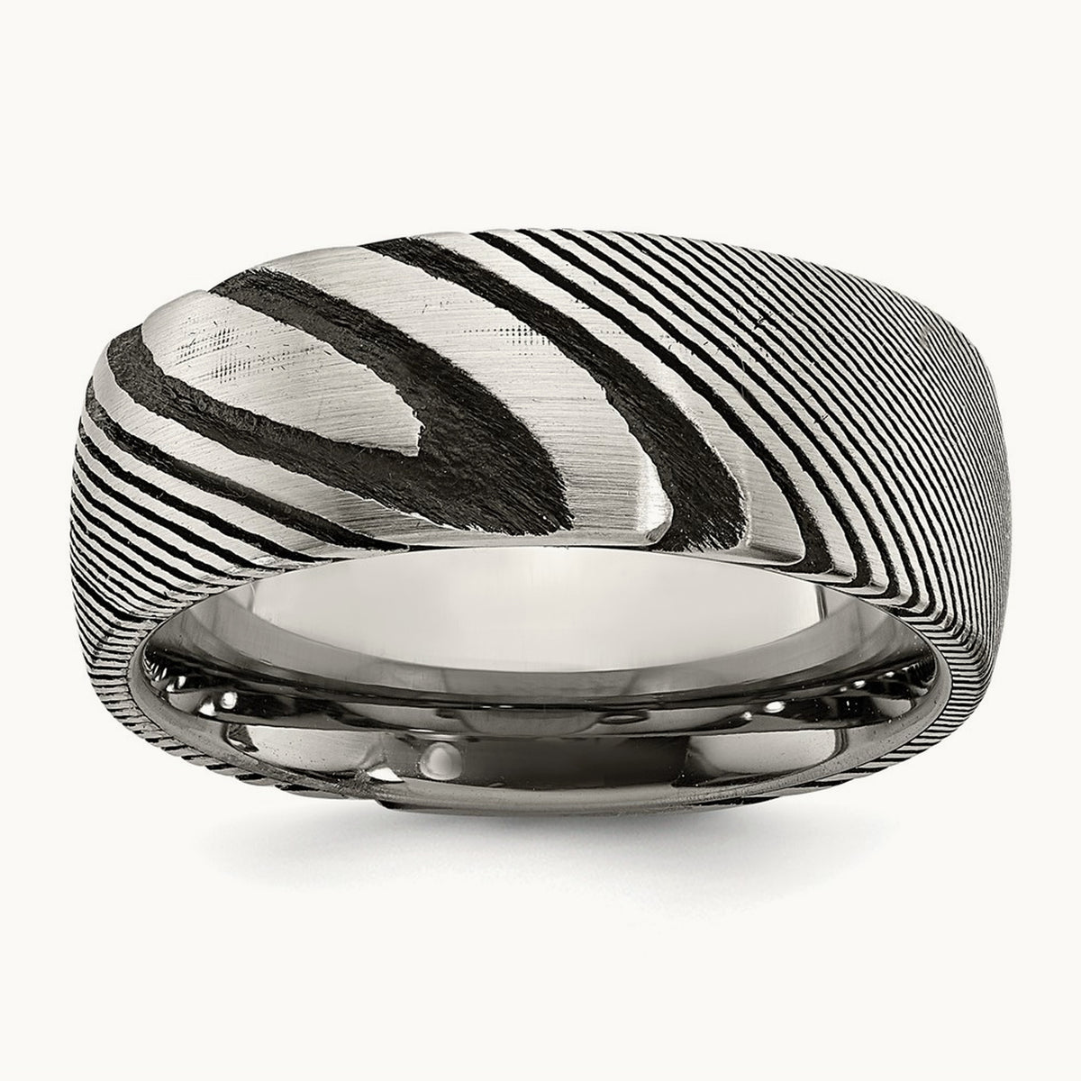 Damascus Steel Polished Band, 8mm