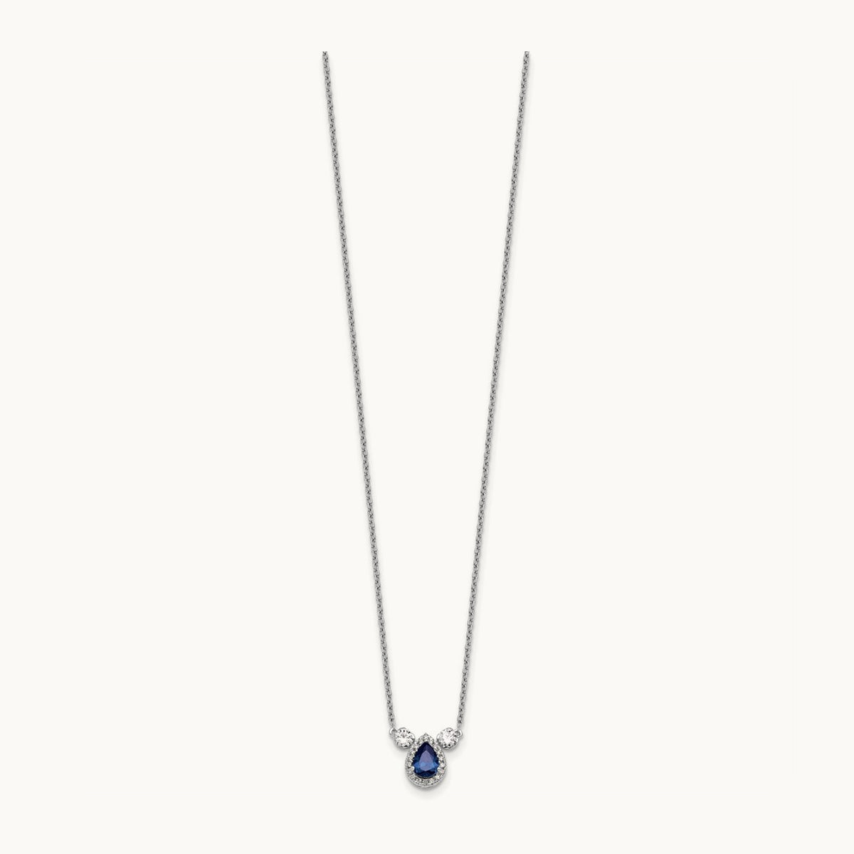 Created Sapphire 3 Stone Necklace, 0.50 ct tw Lab-Grown Diamond