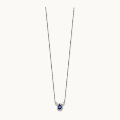 Created Sapphire 3 Stone Necklace, 0.50 ct tw Lab-Grown Diamond