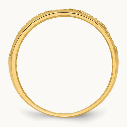 Diamond-cut 5 Heart Ring, 14K
