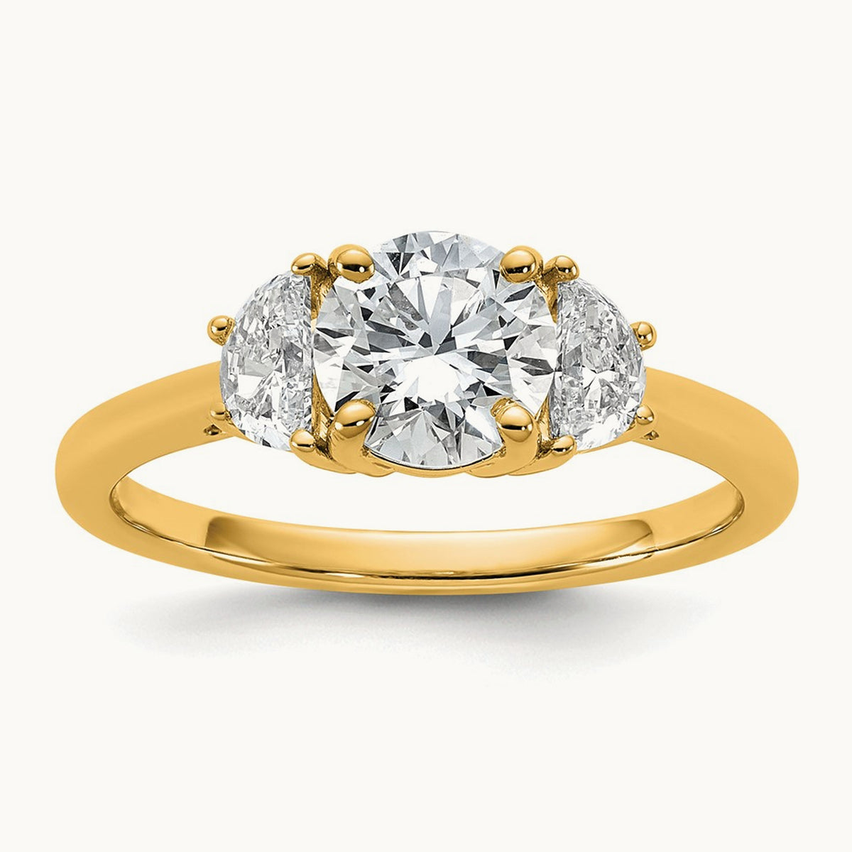 Round 3 Stone Engagement Ring, 1.25-4.00 ct tw Lab-Grown Diamond — 1 3/8 ct, 14K Yellow Gold