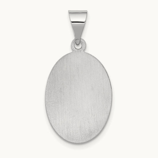 Polished / Satin St. Anthony Medal Hollow Pendant, 14K White Gold