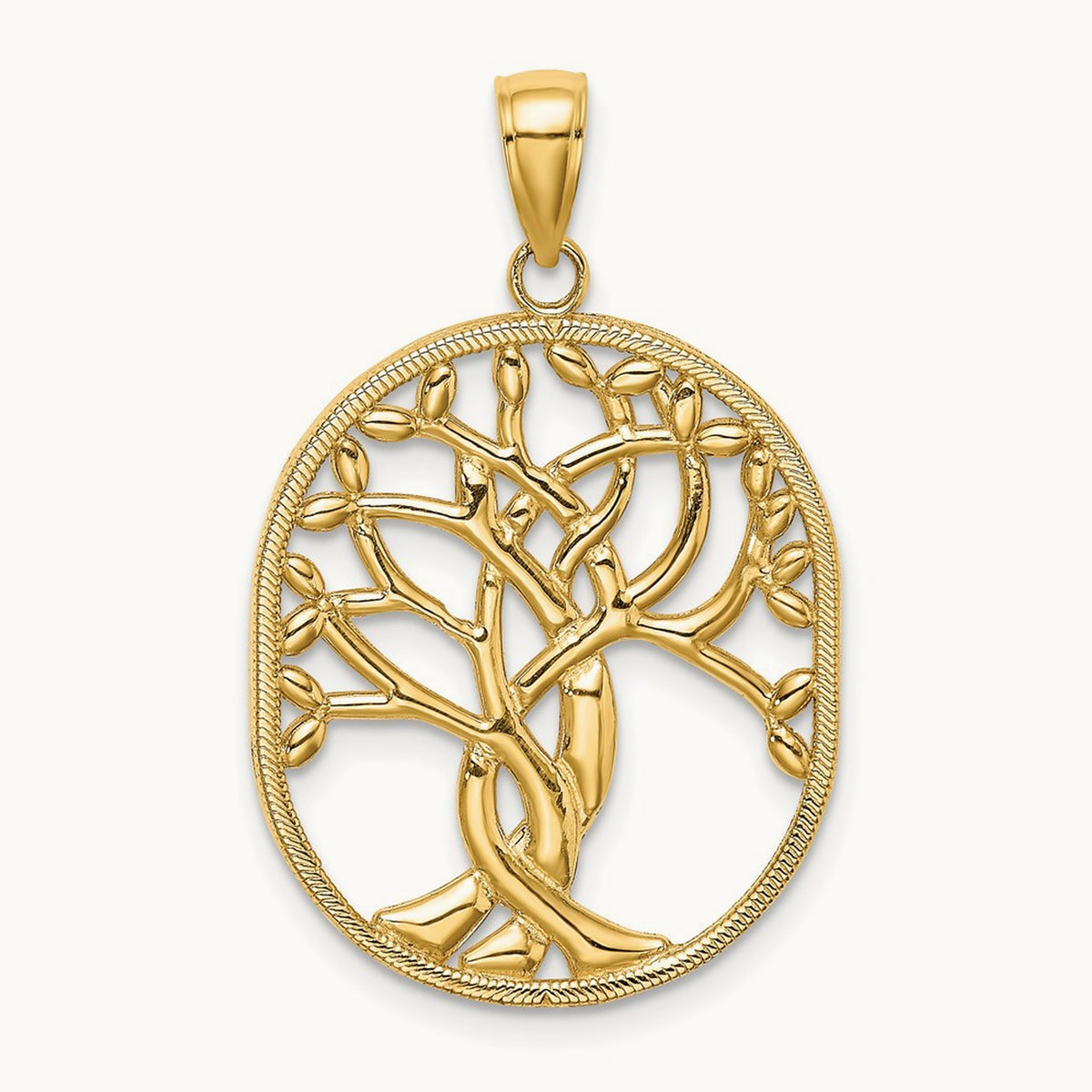 Tree of Life Celtic Knot in Oval Frame Pendant, 14K
