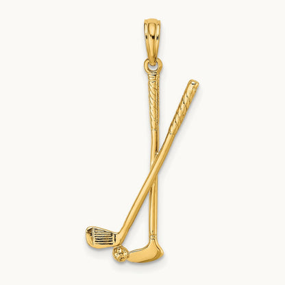 3-D Double Golf Clubs with Ball Charm, 14K
