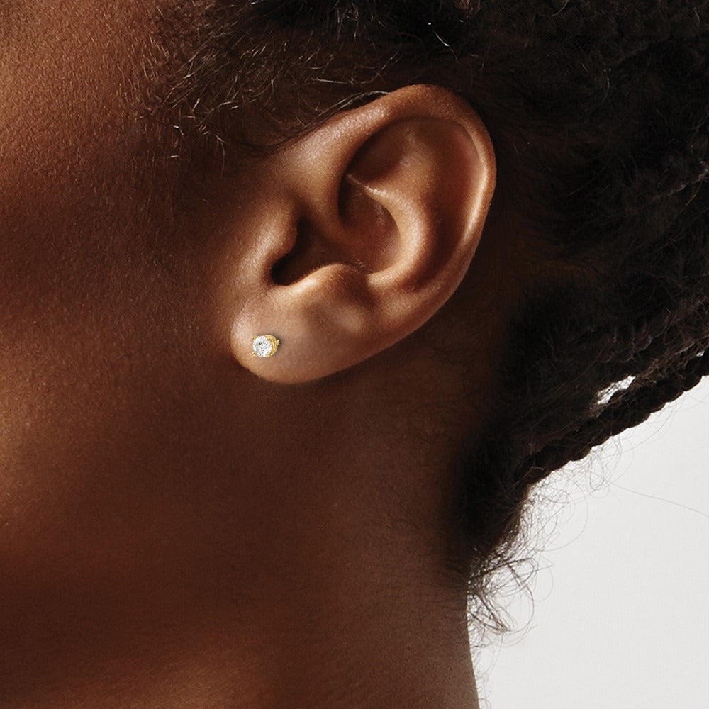 Diamond Stud Thread on/off Post Earrings — 3.4mm