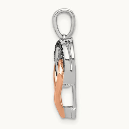 Diamond Hearts Pendant, 14K White with Rose Gold White and Black