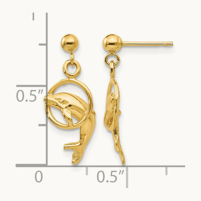 Dolphin Earrings, 14K