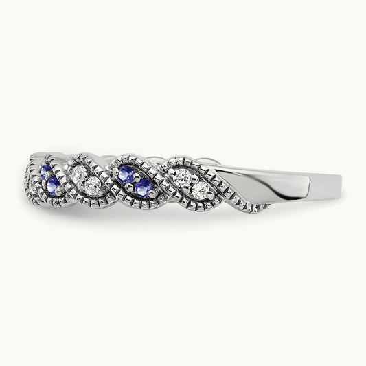 Tanzanite and Diamond Twist Band, 14K White Gold