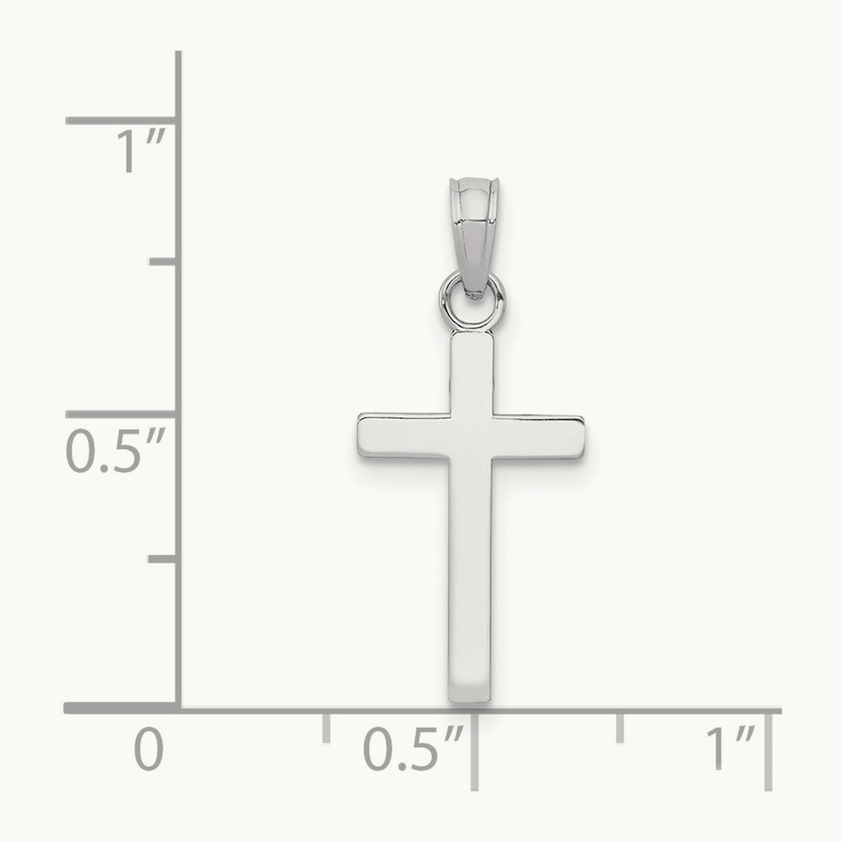 Polished Cross Pendant — 14K White Gold