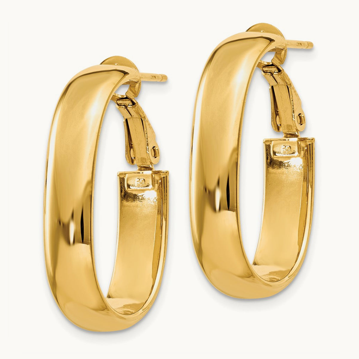 Oval Omega Back Hoop Earrings — 14K Yellow Gold, 5.75mm