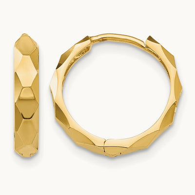 Diamond-cut Hoop Earrings, 14K