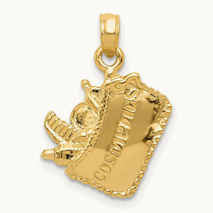 Satin 3-D Cosmetic Pouch Pendant, 14K