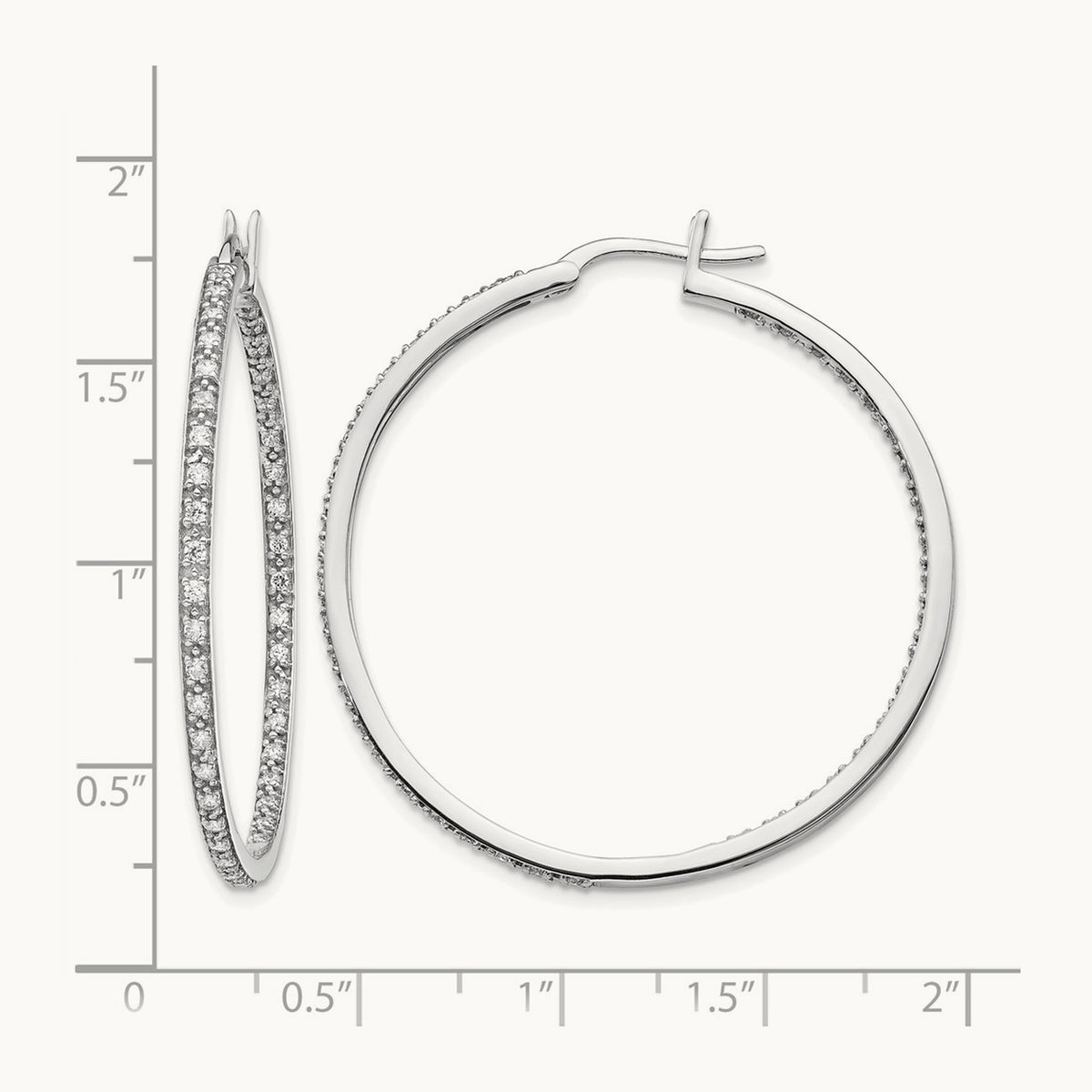 In/Out Hoop Earrings, 0.50-0.75 ct tw Lab-Grown Diamond — 7/8 ct, 14K White Gold