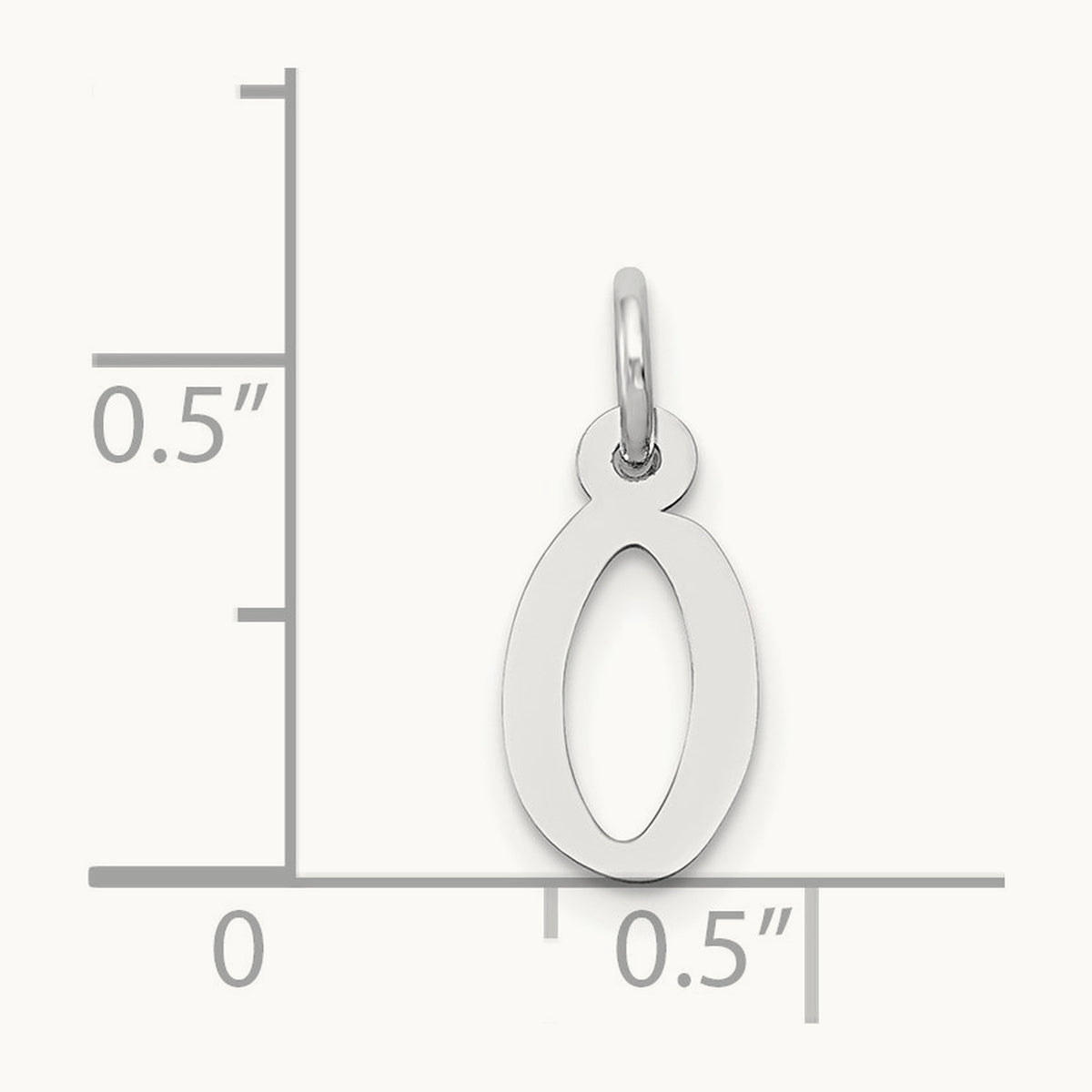 Small Slanted Block Initial Charm — 14K White Gold, O