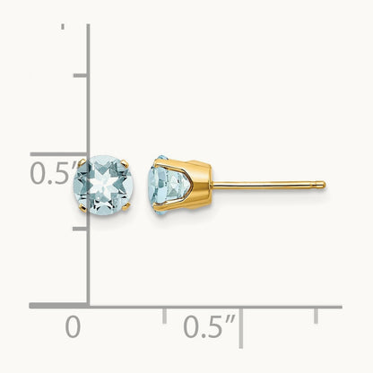 Aquamarine Earrings - March, 5mm, 14K