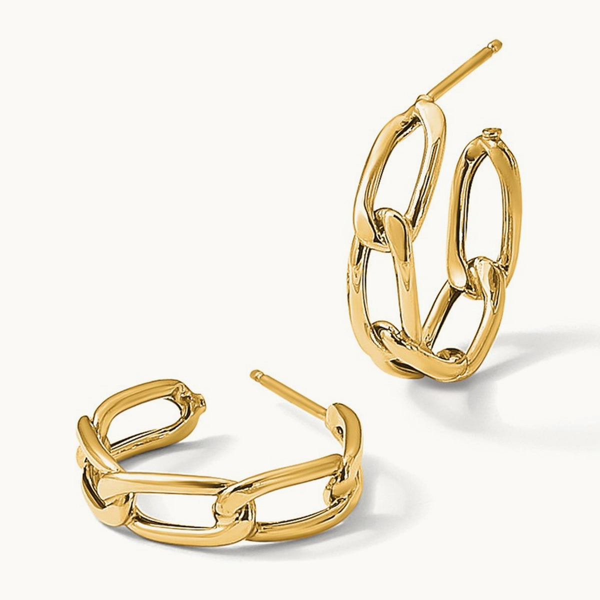 Polished Link Post Hoop Earrings, 14K — Leslie's