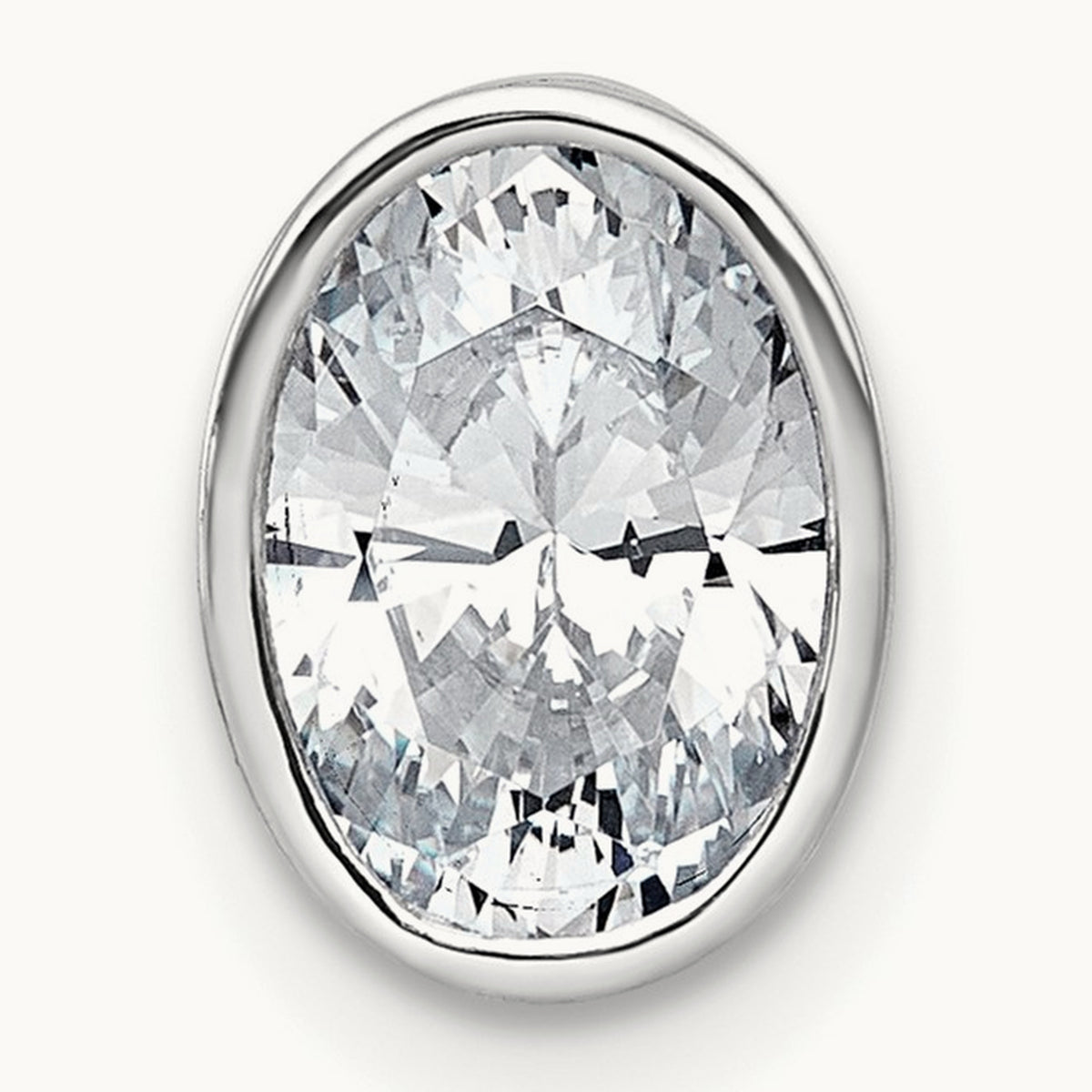 Oval Bezel Set Chain Slide Pendant, 0.25-3.00 ct tw Lab-Grown Diamond — 1 1/2 ct, 14K White Gold