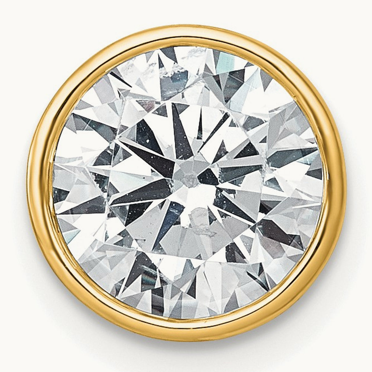 Round Bezel Set Chain Slide Pendant, 0.25-3.00 ct tw Lab-Grown Diamond — 3 ct, 14K Yellow Gold