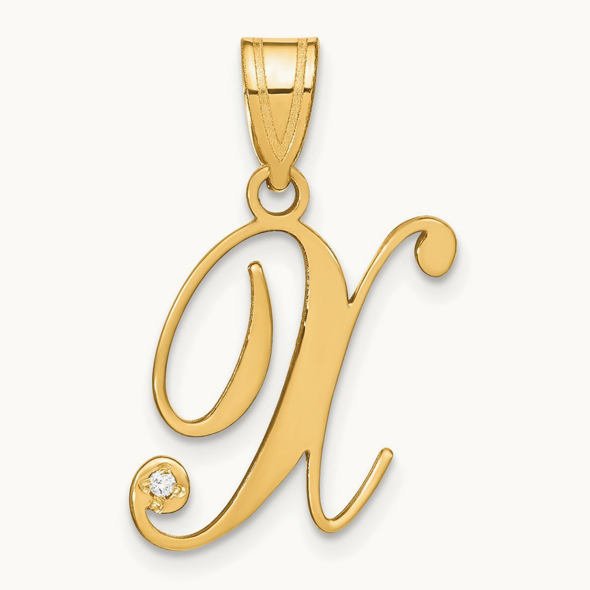 Script Initial Pendant with Diamond — X