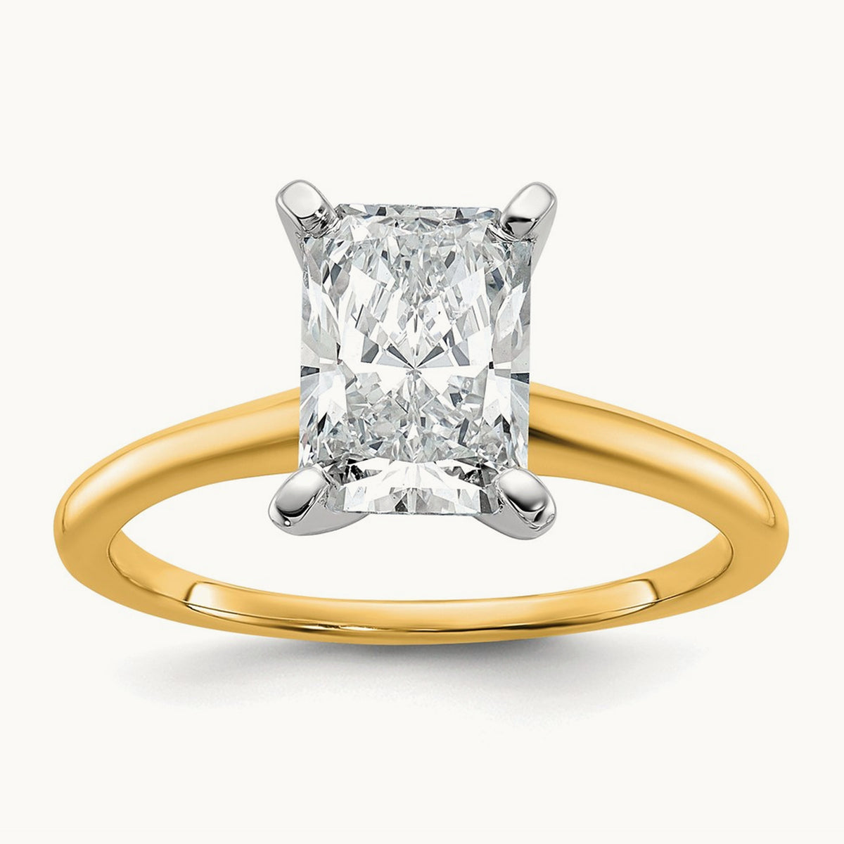 Radiant Solitaire Engagement Ring, 0.50-5.00 ct tw Lab-Grown Diamond — 1 3/4 ct, 14K Two-Tone