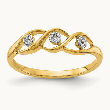 Polished Diamond Wave Ring, 14K Gold