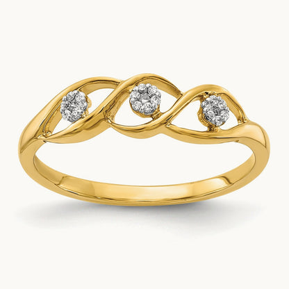 Polished Diamond Wave Ring, 14K Gold