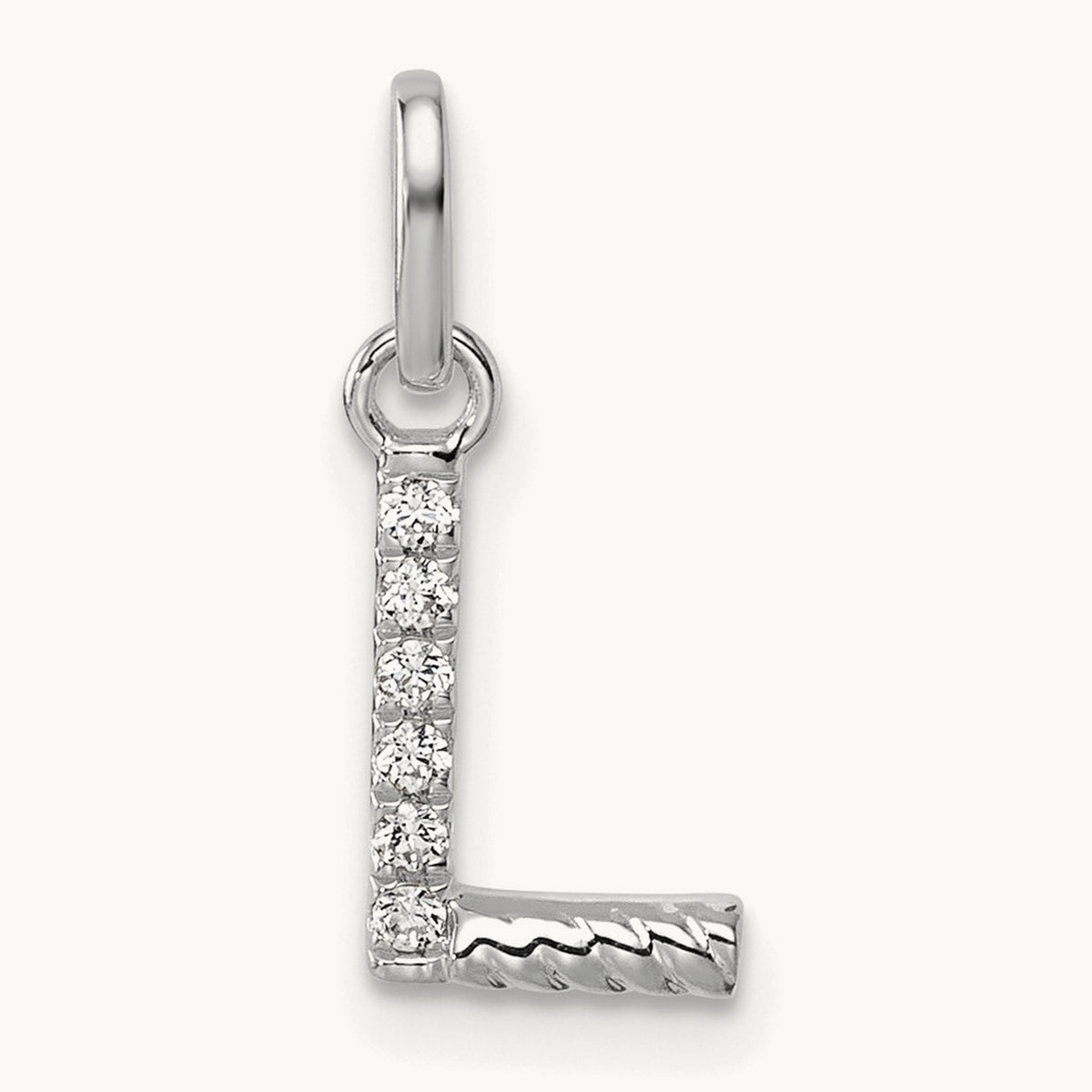 Twisted Diamond Charm — 14K White Gold, L