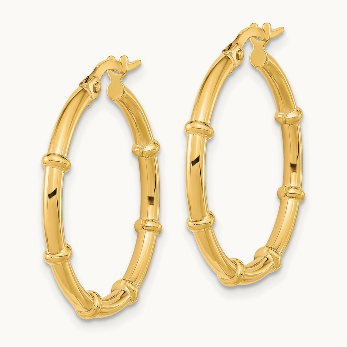 Polished Fancy Hoop Earrings — 14K Yellow Gold, 25mm
