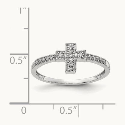 Polished Diamond Cross Ring, 14K White Gold