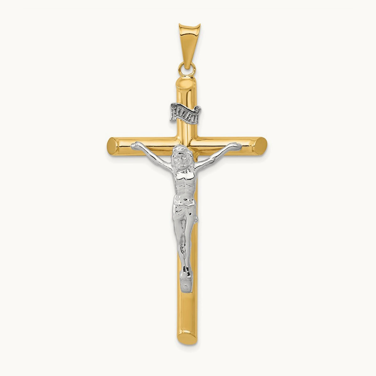 Polished Crucifix Pendant, 14K Two-tone