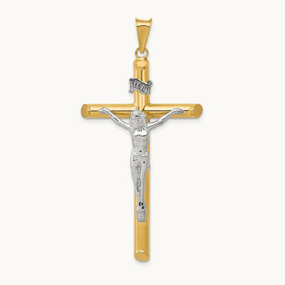 Polished Crucifix Pendant, 14K Two-tone