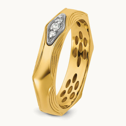 14ktt IB Goodman Mens Complete 3-Stone 1/15ct Diamond Ring