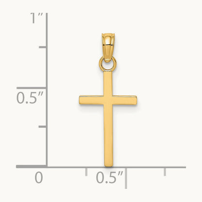 Polished Small Cross Charm, 14K
